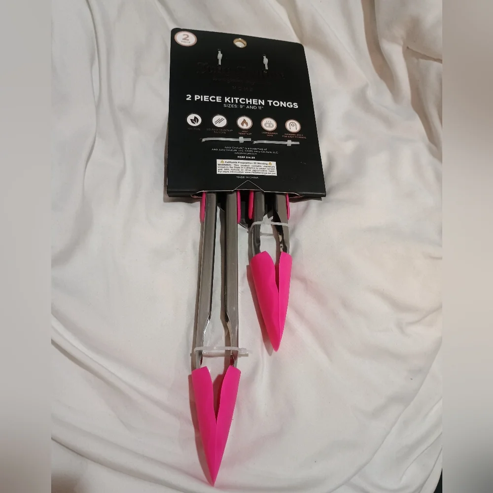 New Juicy Couture Pink and Silver Heart Tongs Set Of 2